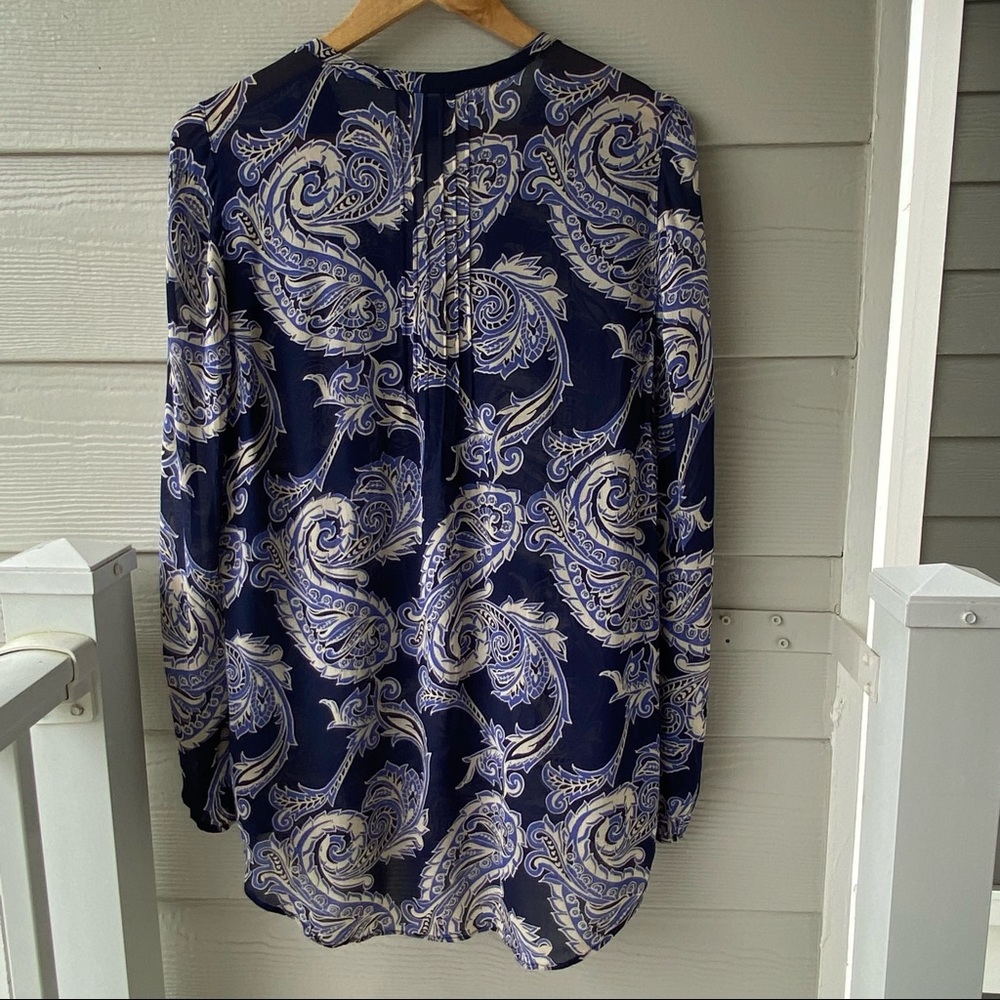 LUCKY BRAND Blue Paisley Sheer Long Sleeved Blouse - Picture 5 of 11